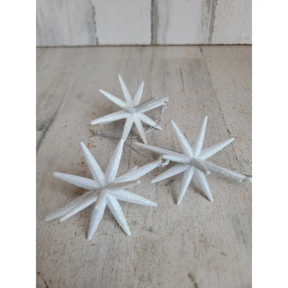 North light white glitter star Nativity ornament Xmas set Unique Home decor
